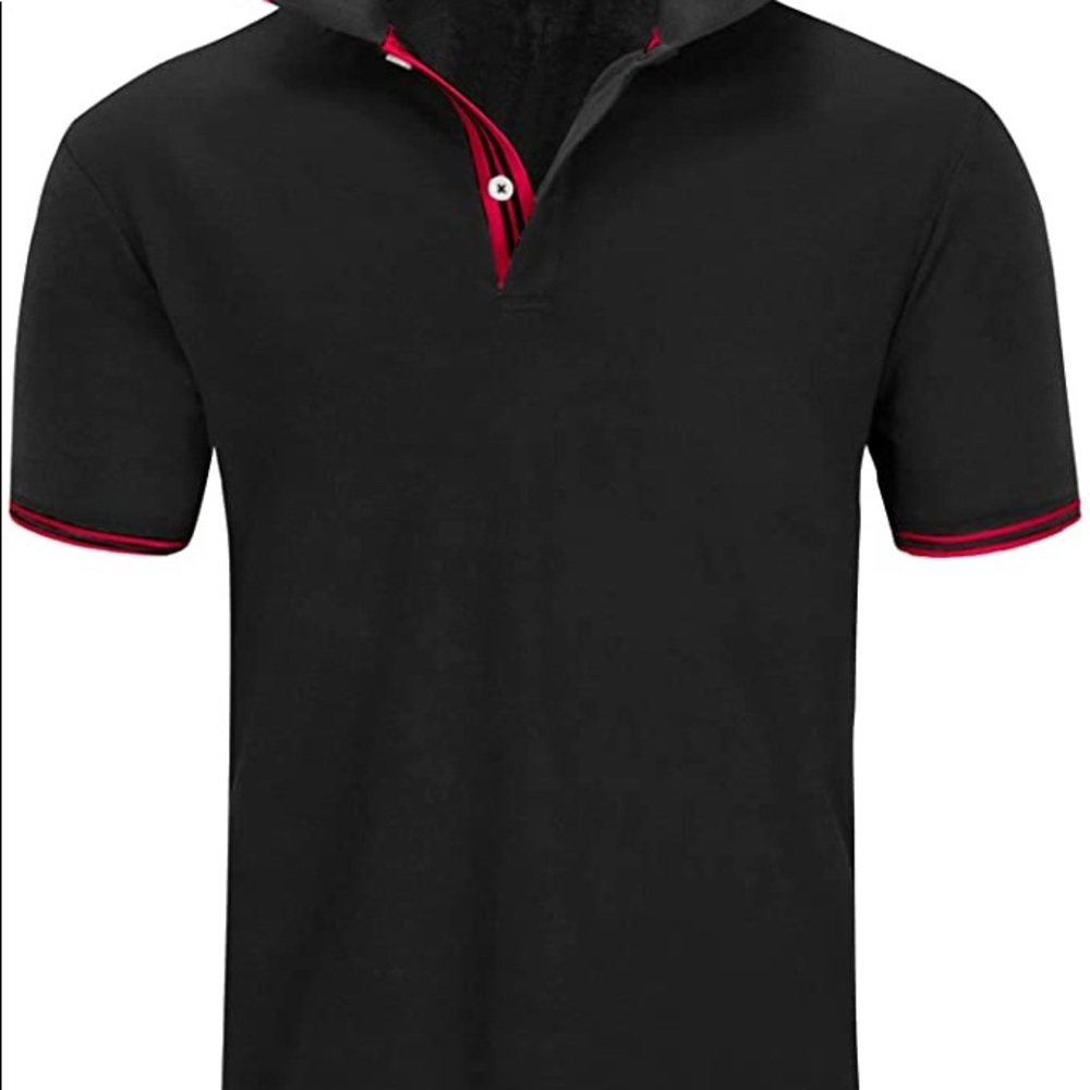 ZITY Mens Polo Shirt Short Sleeve Sports Golf Tennis T-Shirt sz 2xl black/red
